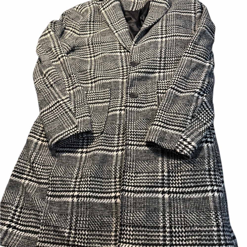 UANEO Wool Blend Black and White Plaid Blazer Coat Sz Lrg (unisex) - Picture 7 of 15
